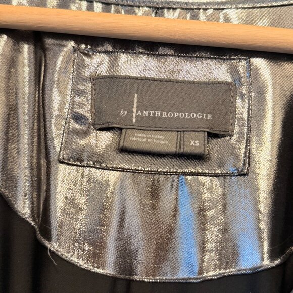 Anthropologie The Somerset Maxi Dress Metallic Edition Tiered Smock Silver XS - Picture 5 of 5